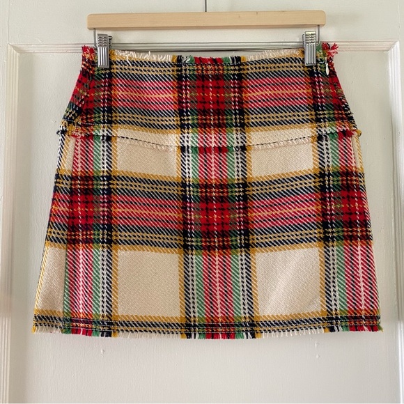 J. CREW Vintage Wool Plaid Mini Skirt size 4 - Picture 2 of 7